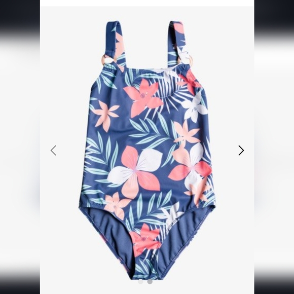 NEW roxy girls love confirmation one piece swimsuit tropical floral size 12 - Picture 13 of 15